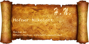 Hofner Nikolett névjegykártya